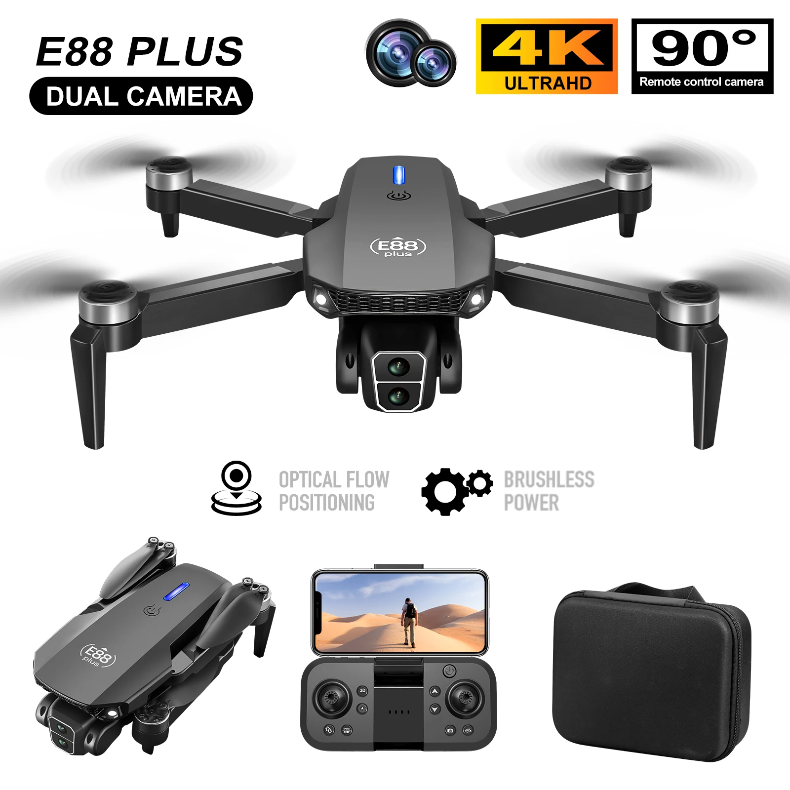 Nuevo Dron cuadricóptero E88 P - Drone Cinematic reseña y precio